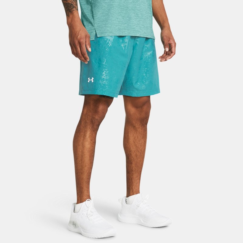 Men's Under Armour Woven Emboss Shorts Circuit Teal / White L